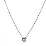 Cadena Oro Blanco 18K con Dije Corazón y Diamante
