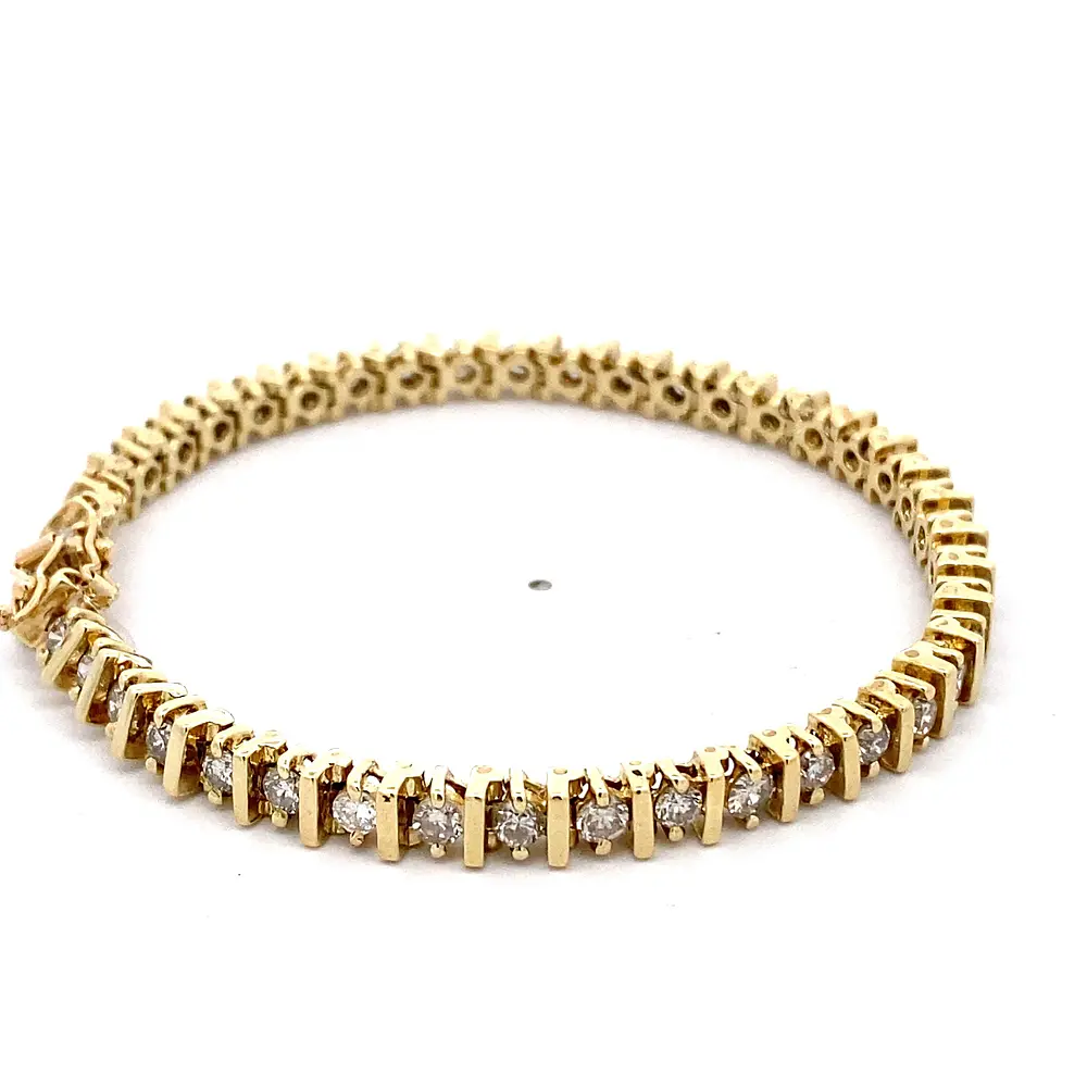 Pulsera Oro 14K Articulada con Diamantes