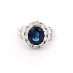 Anillo 18K Rosetón Zafiro y Diamantes