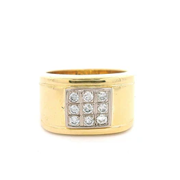 Anillo 18K Sello con Diamantes