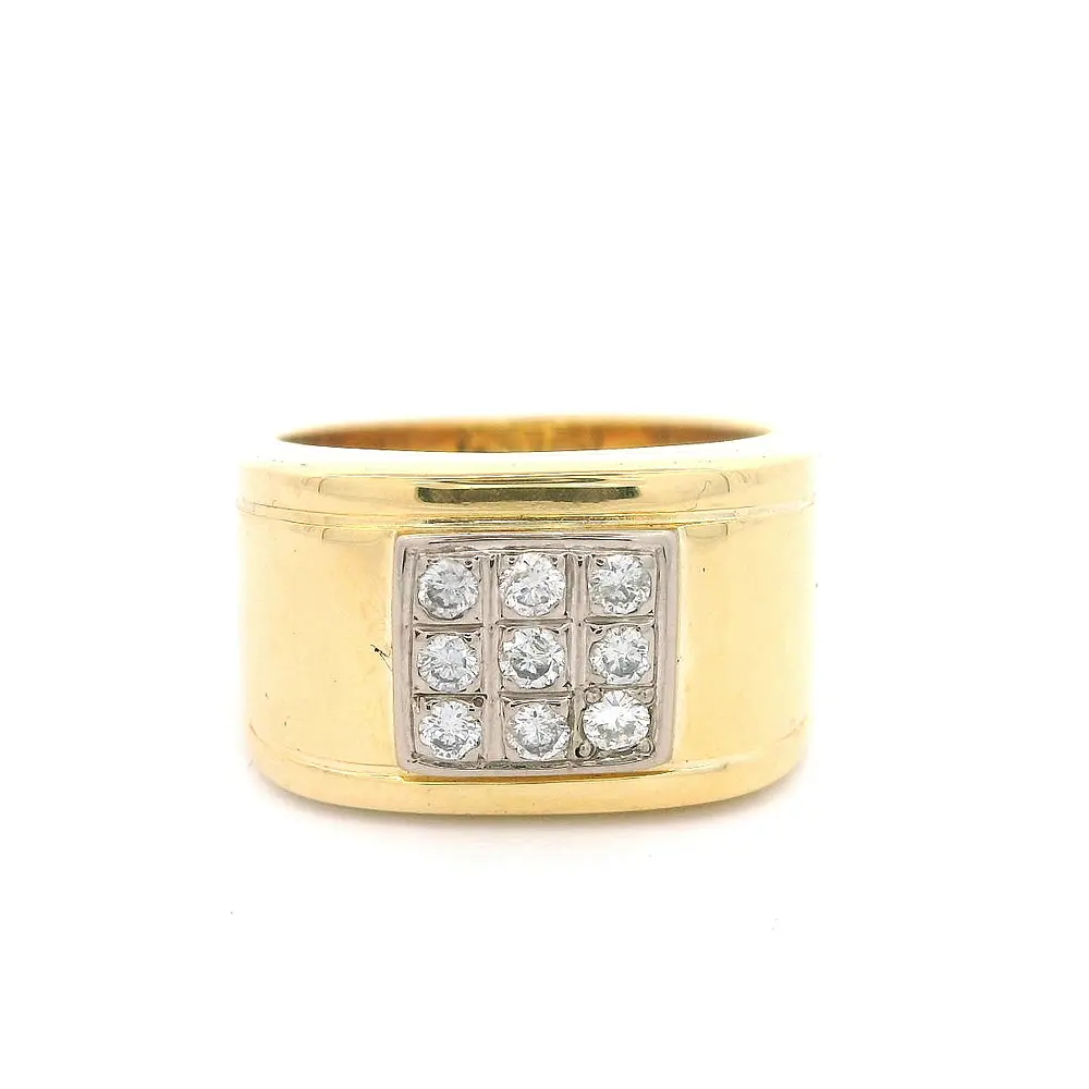 Anillo 18K Sello con Diamantes