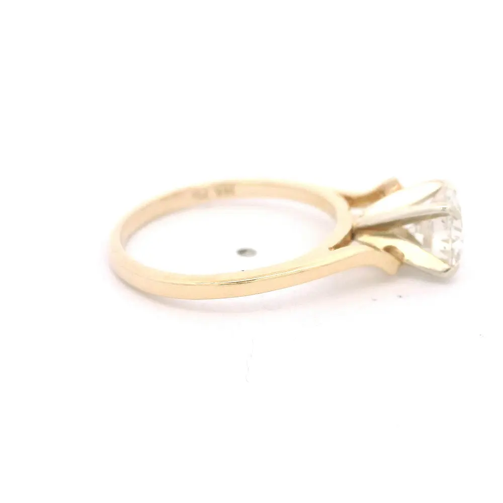 Anillo 14K Solitario Diamante Natural