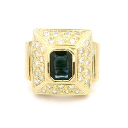 Anillo 18K Sello Zafiro y Diamantes