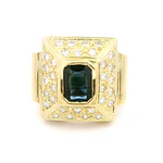 Anillo 18K Sello Zafiro y Diamantes