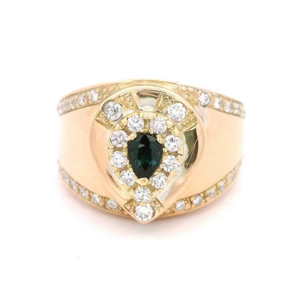 Anillo 18K Bombé Gota Zafiro y Diamantes
