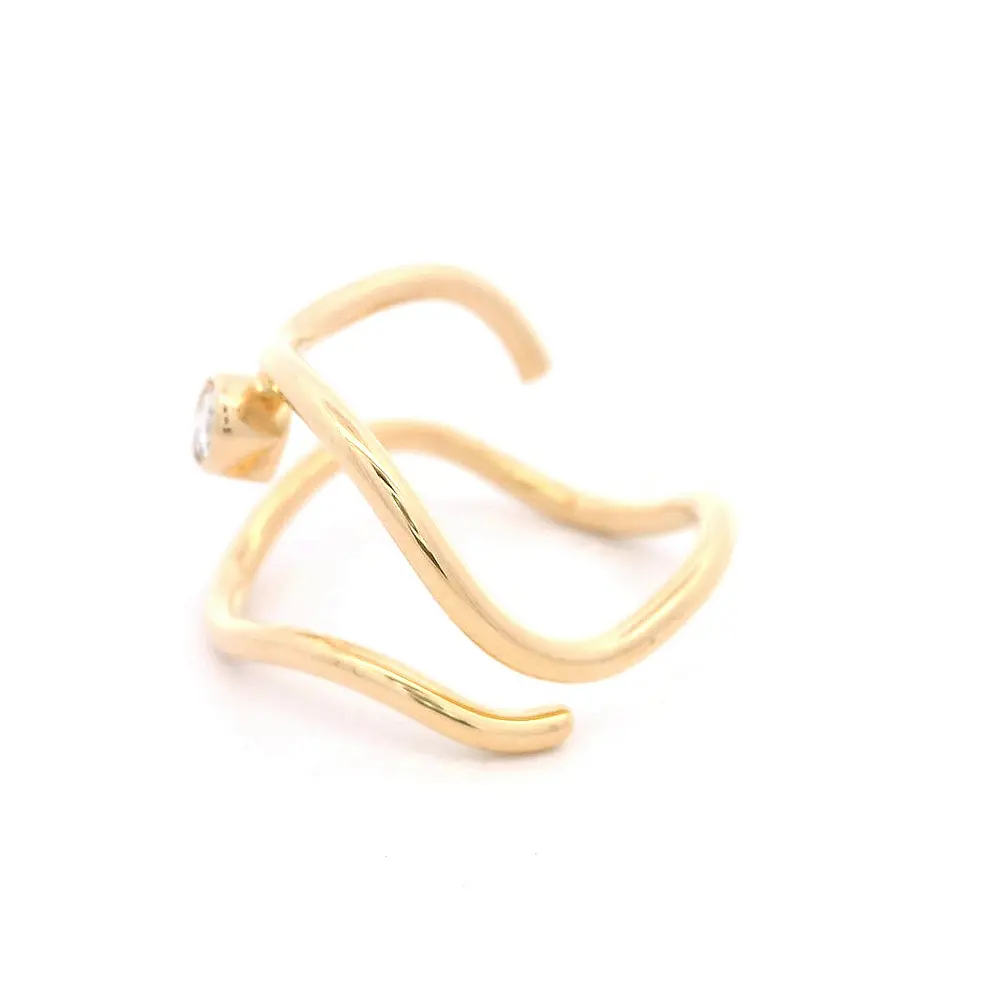 Anillo 18K Ondulado Moissanita