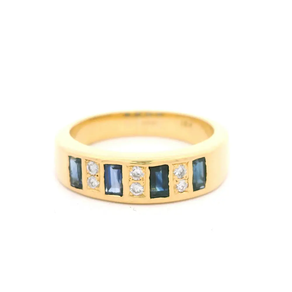 Anillo 18K Cintillo Piedras Azules