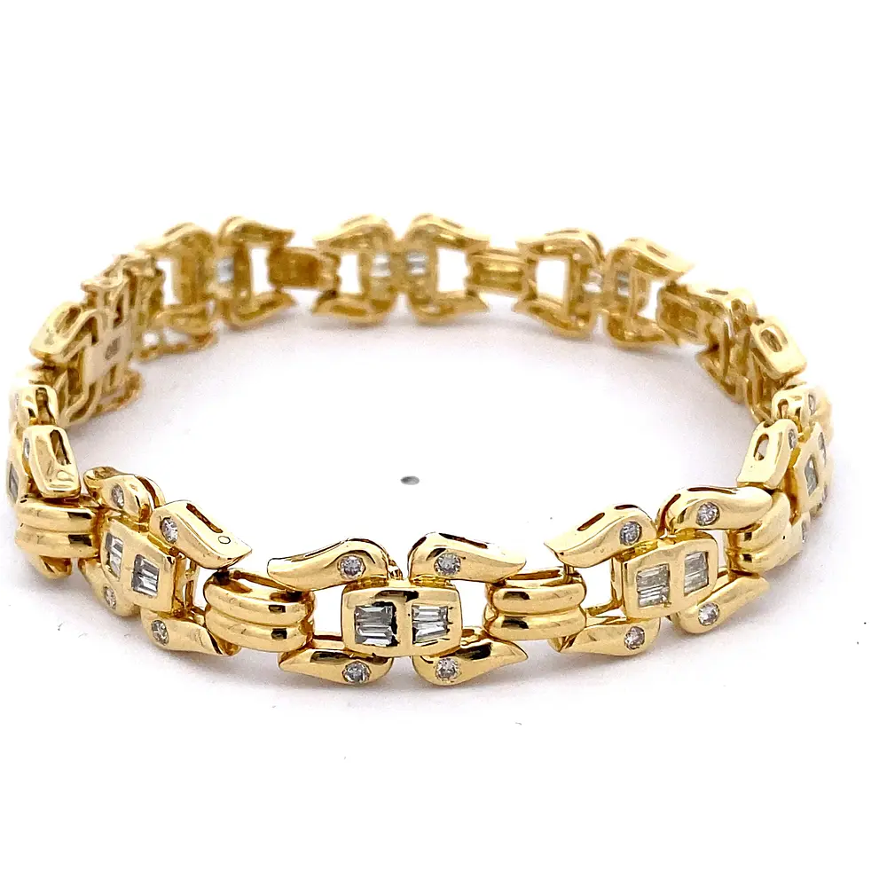 Pulsera Oro 18K Calada con Diamantes