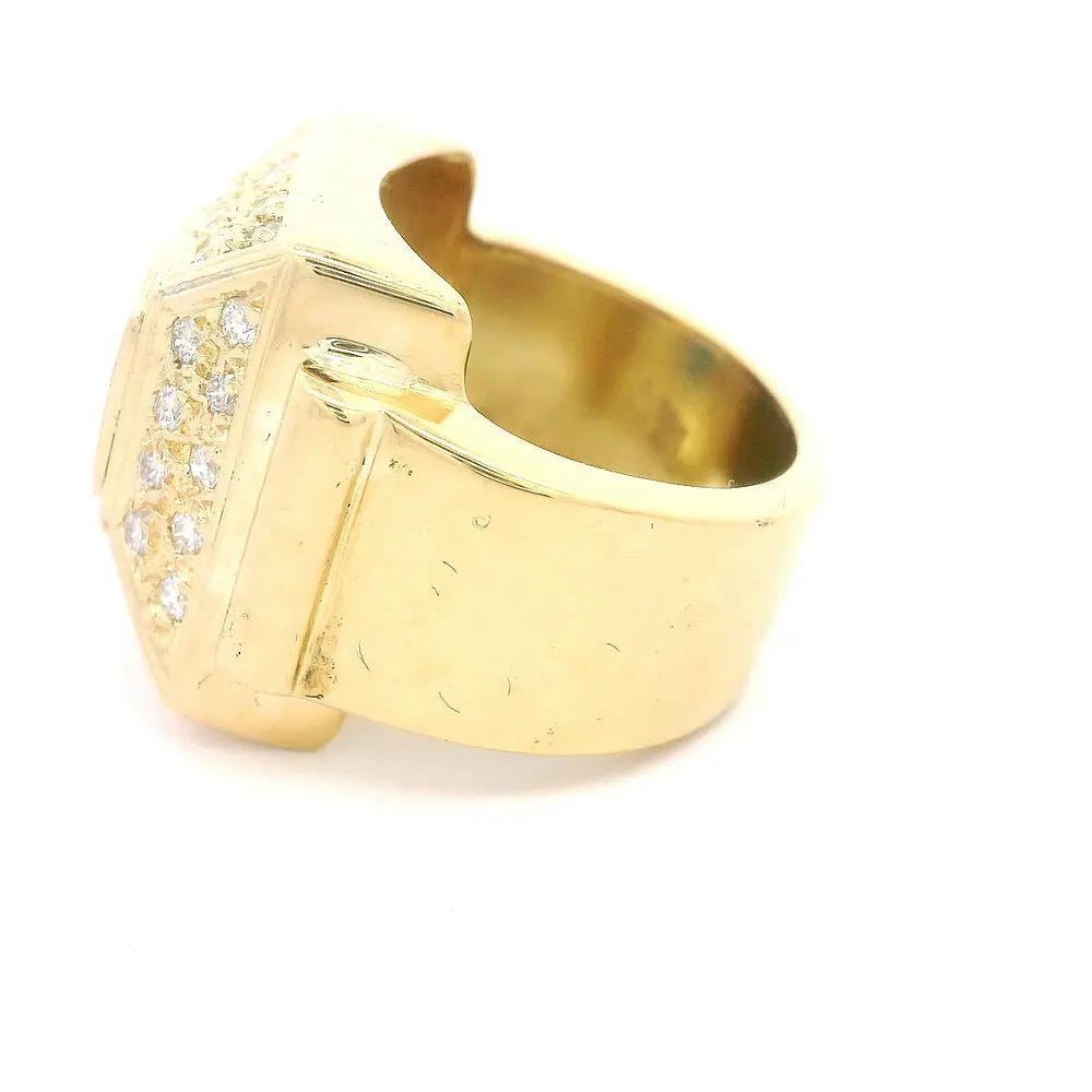 Anillo 18K Sello Zafiro y Diamantes