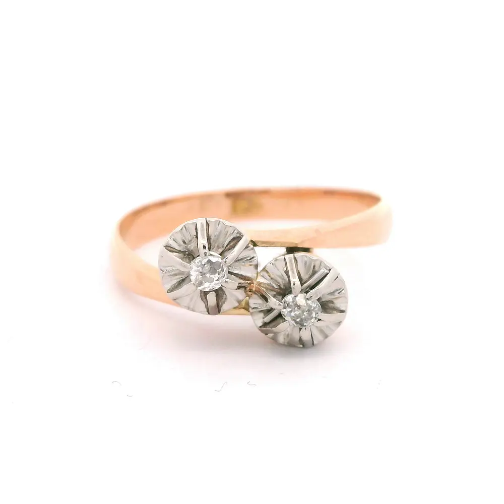 Anillo 18K Tú y Yo Dos Oros