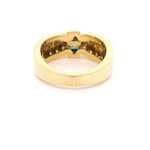 Anillo 18K Semi Bombé Diamantes y Zafiros