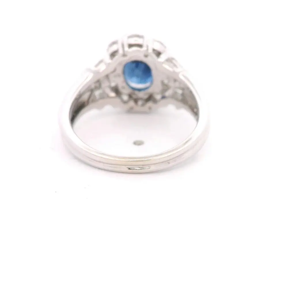 Anillo 18K Rosetón Zafiro y Diamantes