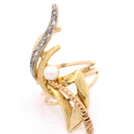 Anillo 18K Calado Perla y Diamantes