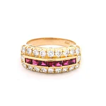 Anillo 18K Cintillo Rubíes y Diamantes