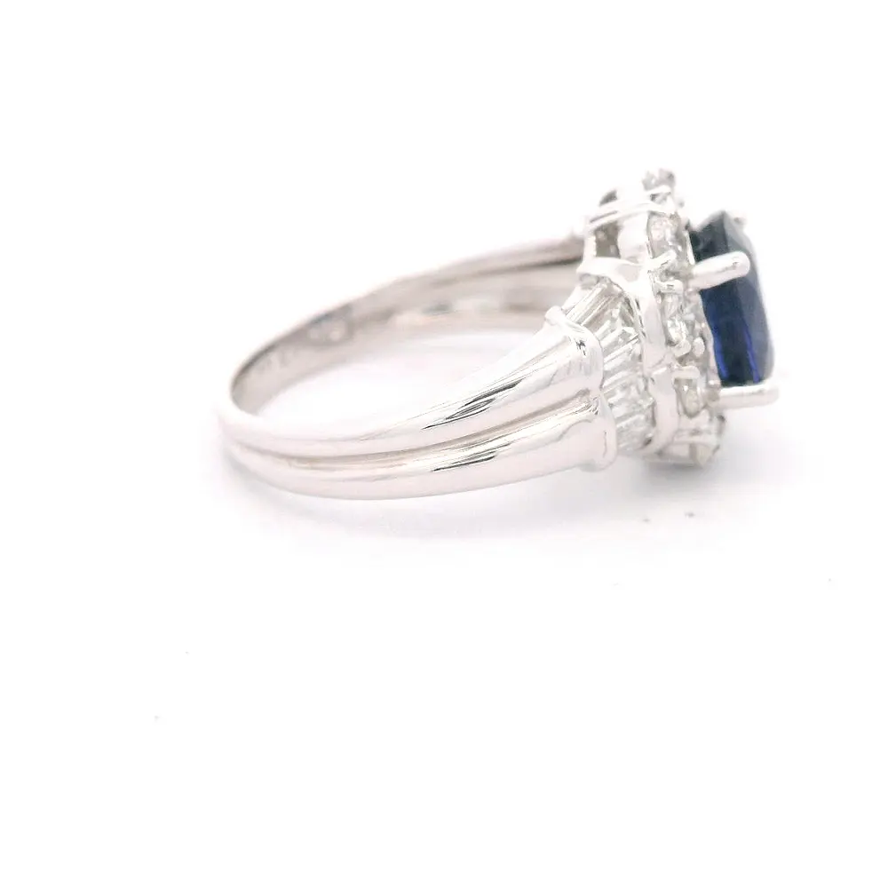 Anillo 18K Rosetón Zafiro y Diamantes
