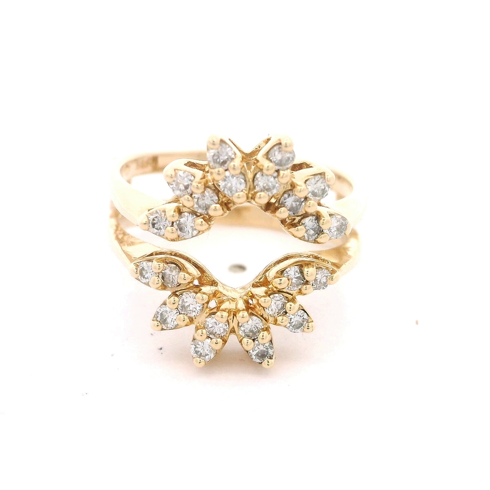 Anillo 14K Flor con Diamantes