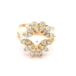 Anillo 14K Flor con Diamantes