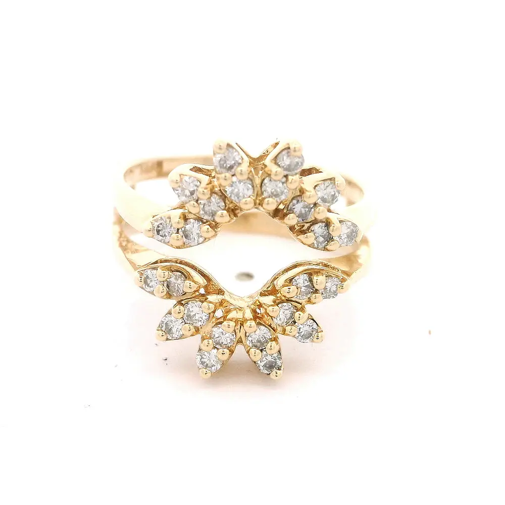 Anillo 14K Flor con Diamantes