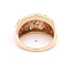 Anillo 14K Bombé Rombos con Piedras