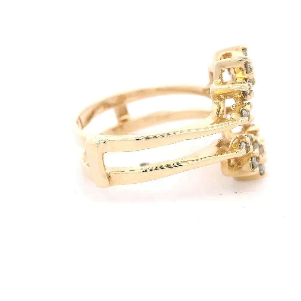 Anillo 14K Flor con Diamantes