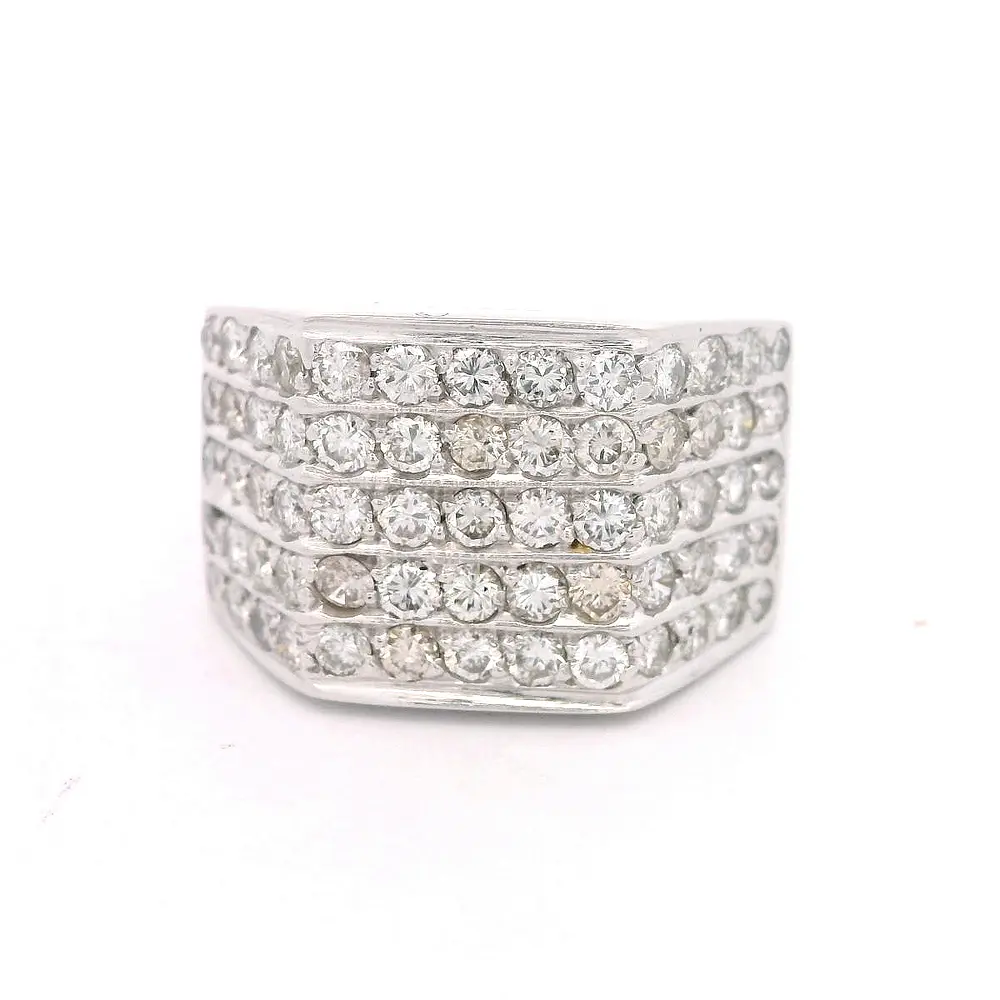 Anillo 18K Sello Geométrico Diamantes