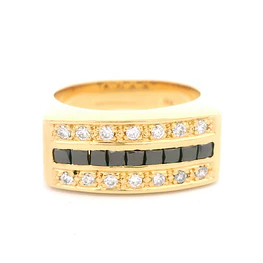 Anillo 18K Sello Piedras Negras