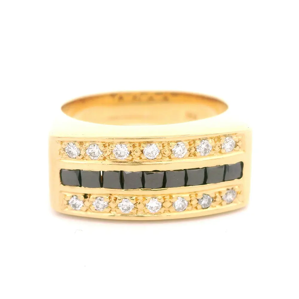 Anillo 18K Sello Piedras Negras