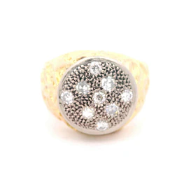 Anillo 18K Sello Bombé Dos Oros