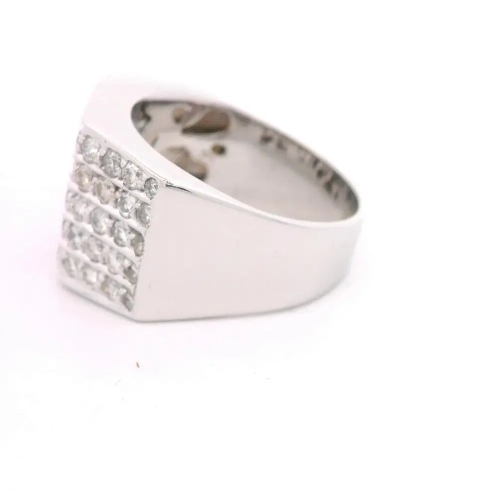 Anillo 18K Sello Geométrico Diamantes