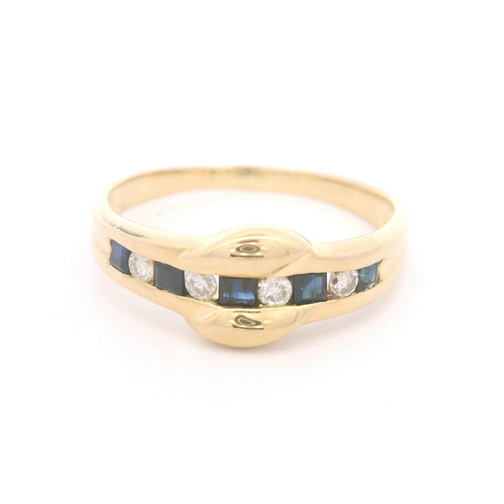 Anillo Cintillo Preciosas Zafiros y Diamantes en Oro Blanco 18K