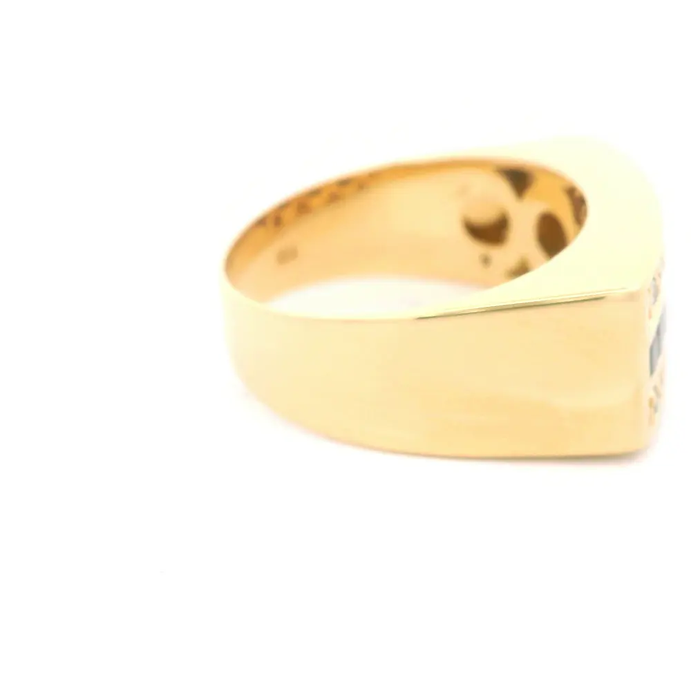 Anillo 18K Sello Piedras Negras