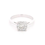 Anillo de Oro Blanco 18K Rodinado Halo con Diamantes