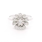 Anillo de Oro Blanco 18K Rodinado Rosetón con Diamantes