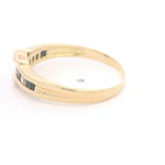 Anillo de Oro 18K Cintillo con Diamantes y Zafiros Princess