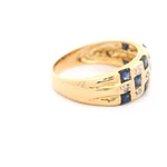 Anillo 18K Cintillo Bombé Piedras Azules