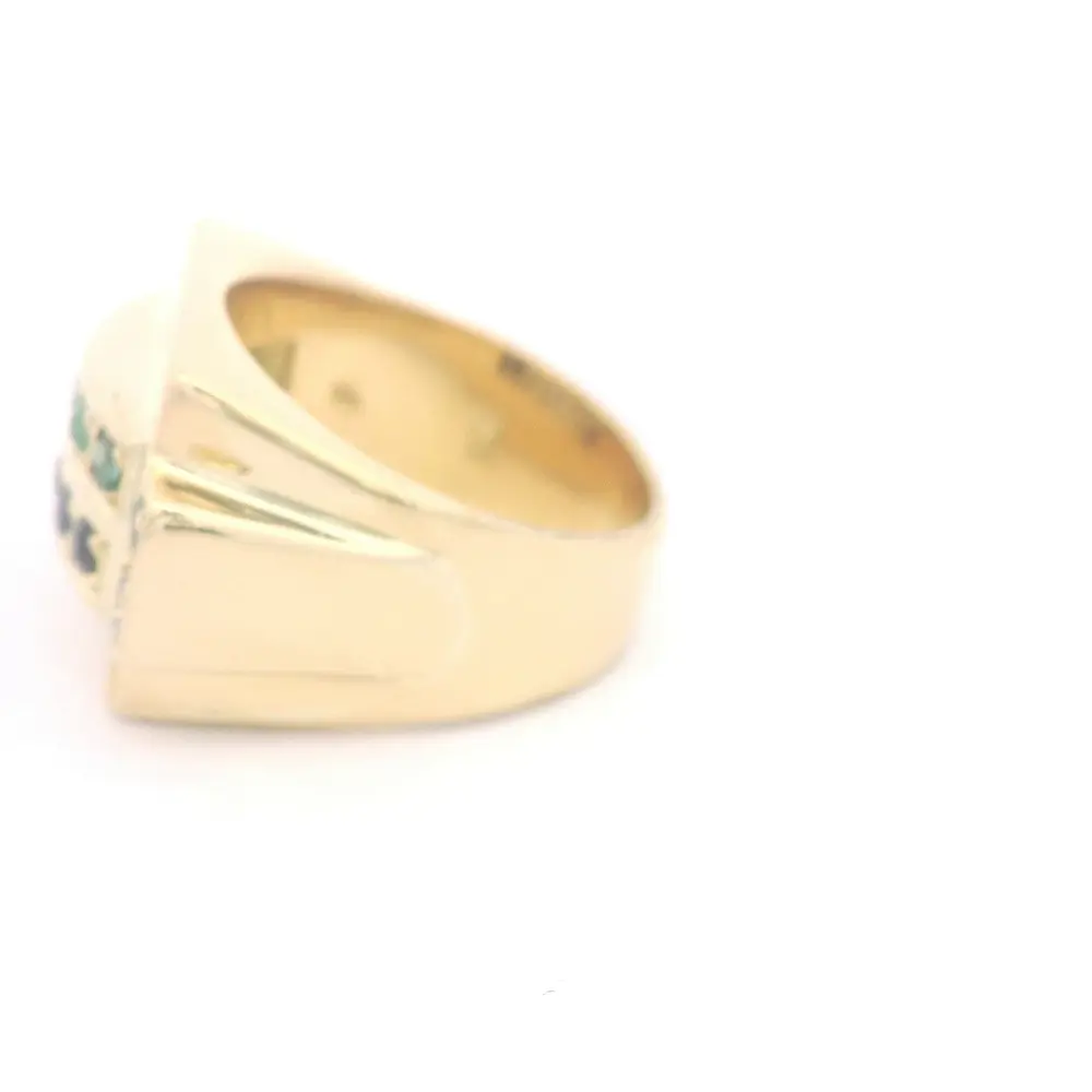 Anillo de Oro 18K Sello con Diamantes y Piedras de Color