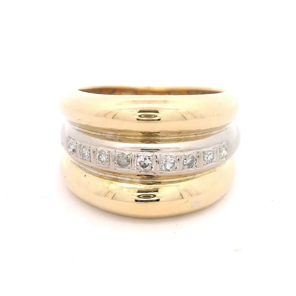 Anillo de Oro 18K Dos Oros con Diamantes