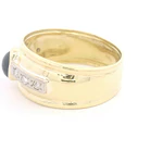 Anillo de Oro 18K Bombé con Diamantes y Zafiro Cabujón