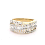 Anillo de Oro 18K Crossed Calado con Diamantes
