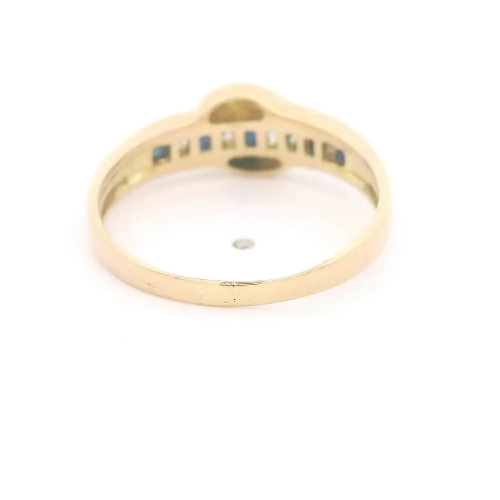 Anillo de Oro 18K Cintillo con Diamantes y Zafiros Princess