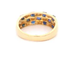 Anillo 18K Cintillo Bombé Piedras Azules