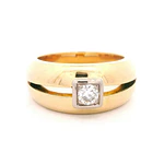 Anillo Oro 18K Bombé Calado con Diamante