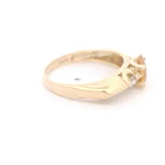 Anillo de Oro 14K Trilogy con Diamantes y Cuarzo Citrino
