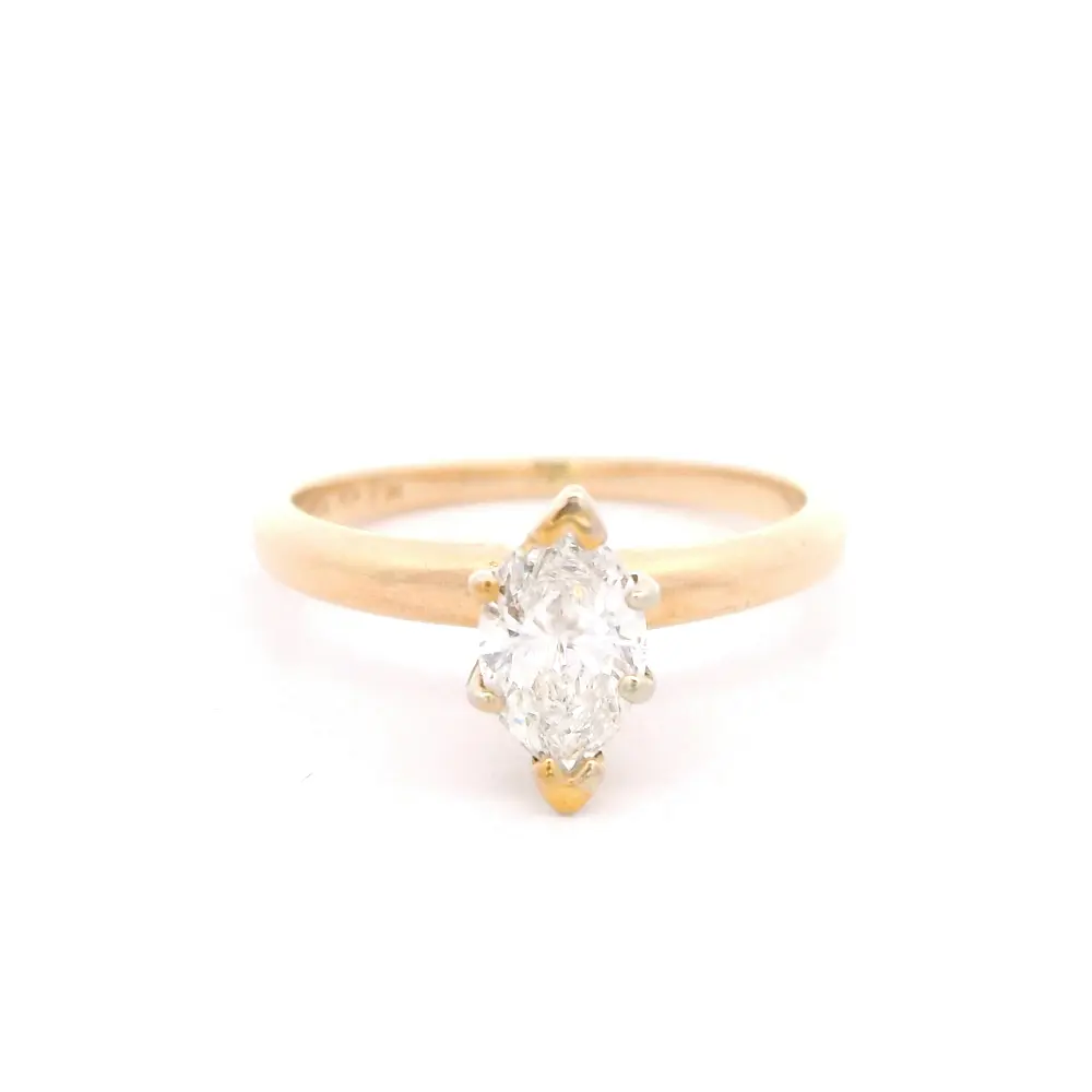 Anillo Oro 14K Solitario Diamante Marquise