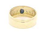 Anillo de Oro 18K Bombé con Diamantes y Zafiro Cabujón