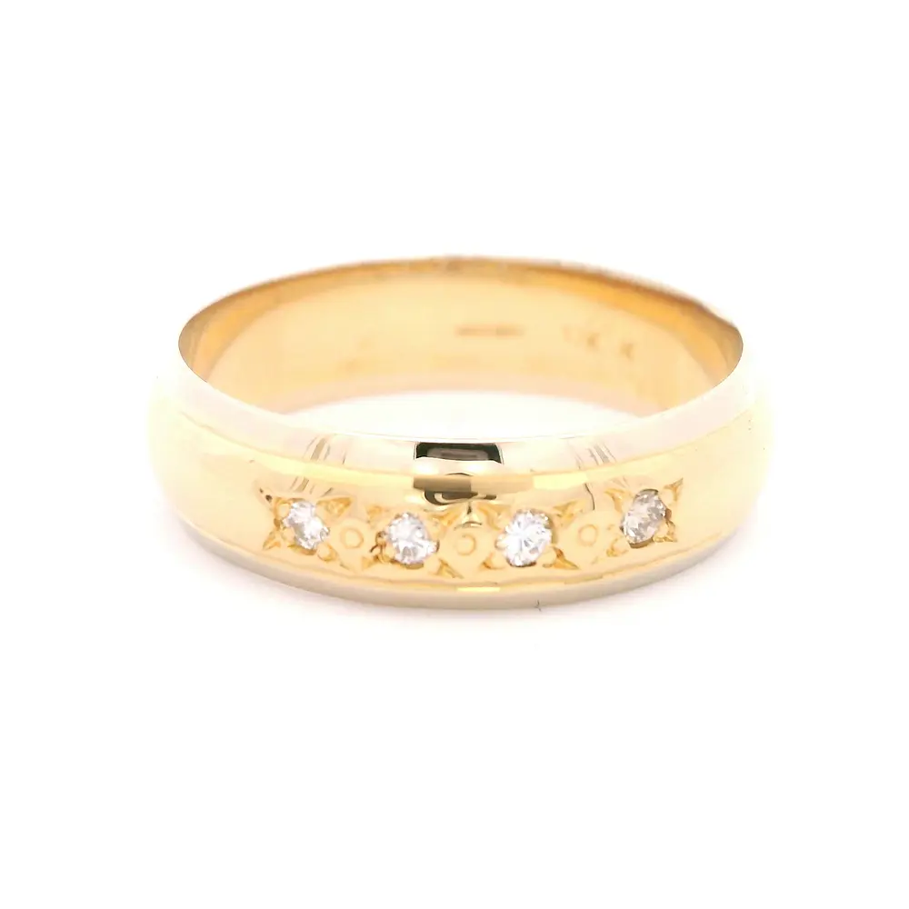 Anillo Oro 18K Cintillo con Diamantes