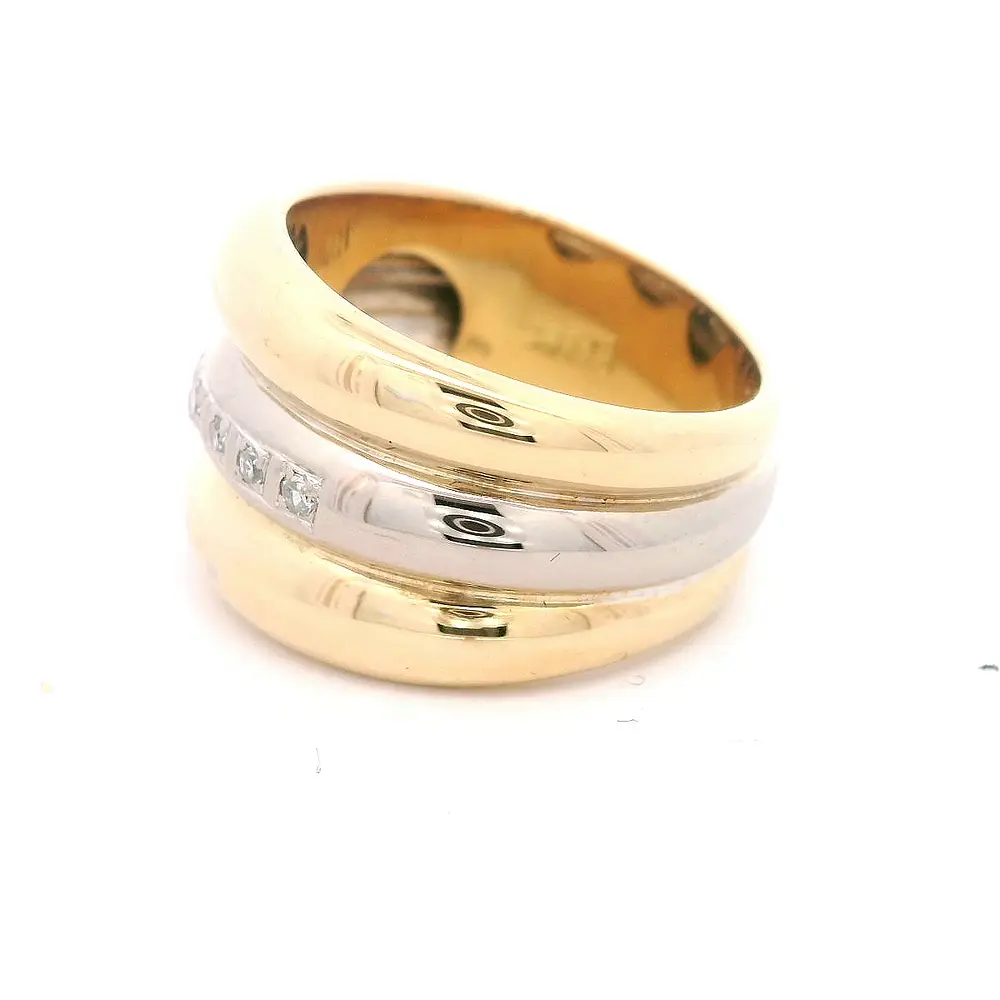 Anillo de Oro 18K Dos Oros con Diamantes