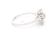 Anillo de Oro Blanco 18K Rodinado Rosetón con Diamantes