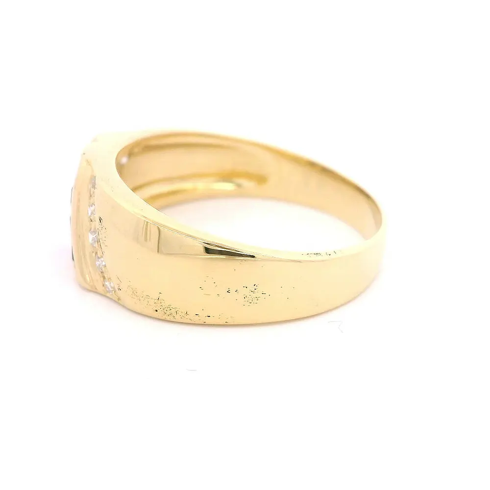 Anillo de Oro 18K Sello con Diamantes y Zafiros Princess