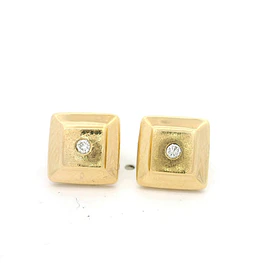 Aros Oro 18K Geométricos con Diamante
